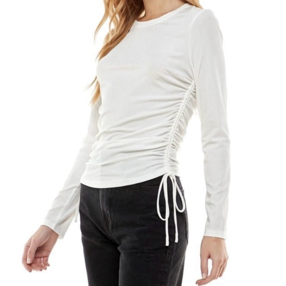 NWOT WAYF Ribbed Cinched Tie Top White Size Medium